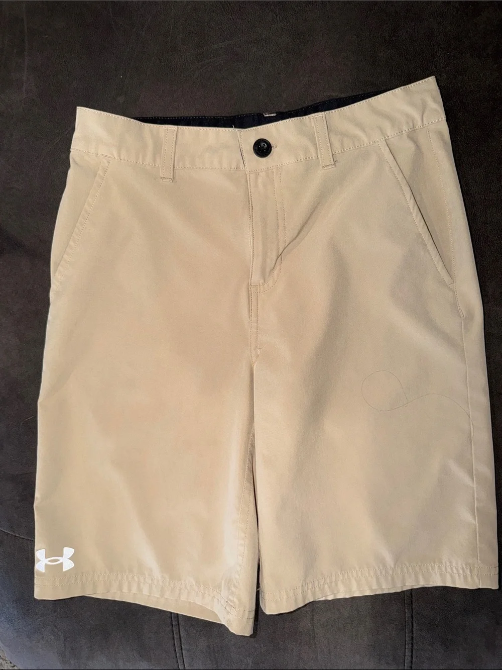 Under Armour Boys Size 12 Golf Shorts Khaki Stretch Performance Flat Front